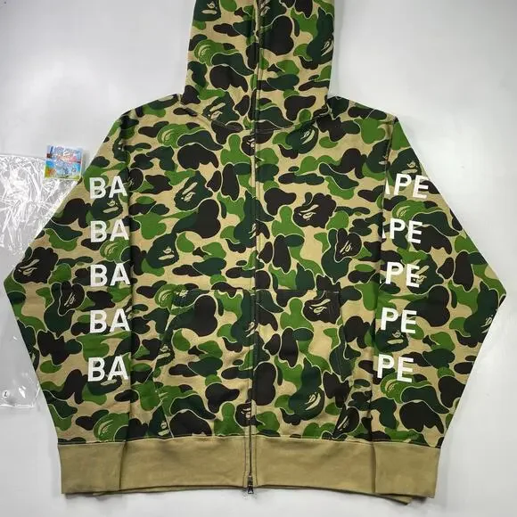 BAPE Green ABC Camo Logo Edition Full Zip Hoodie Size L - Picture 3 of 9